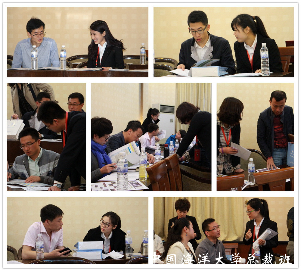 中国海洋大学总裁班企业及管理者学习规划说明会后参会嘉宾向负责老师进行报名咨询